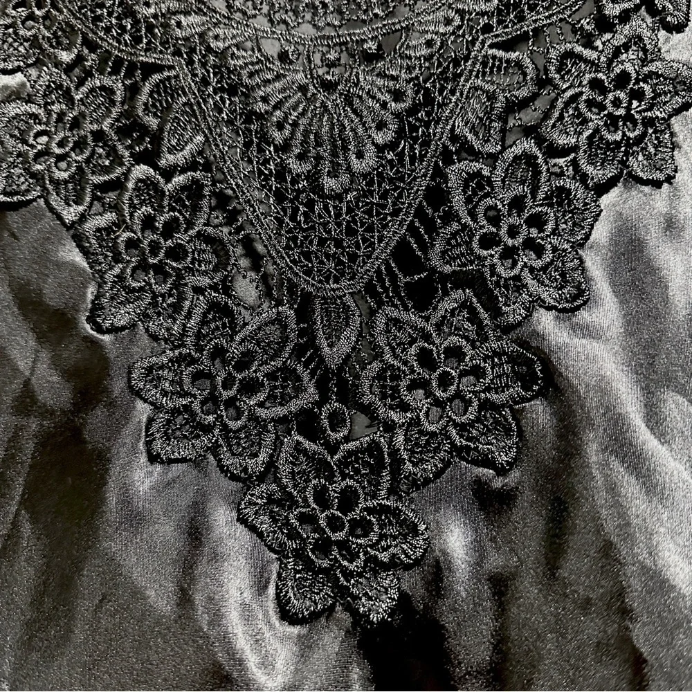 Vintage 90s Black Floral Lace Camisole Women’s Size Medium Party Whimsigoth EUC - Picture 5 of 16